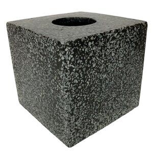 Granite Texture Tissue Box Cover Black Gray Square Heavy Modern Bath Decor